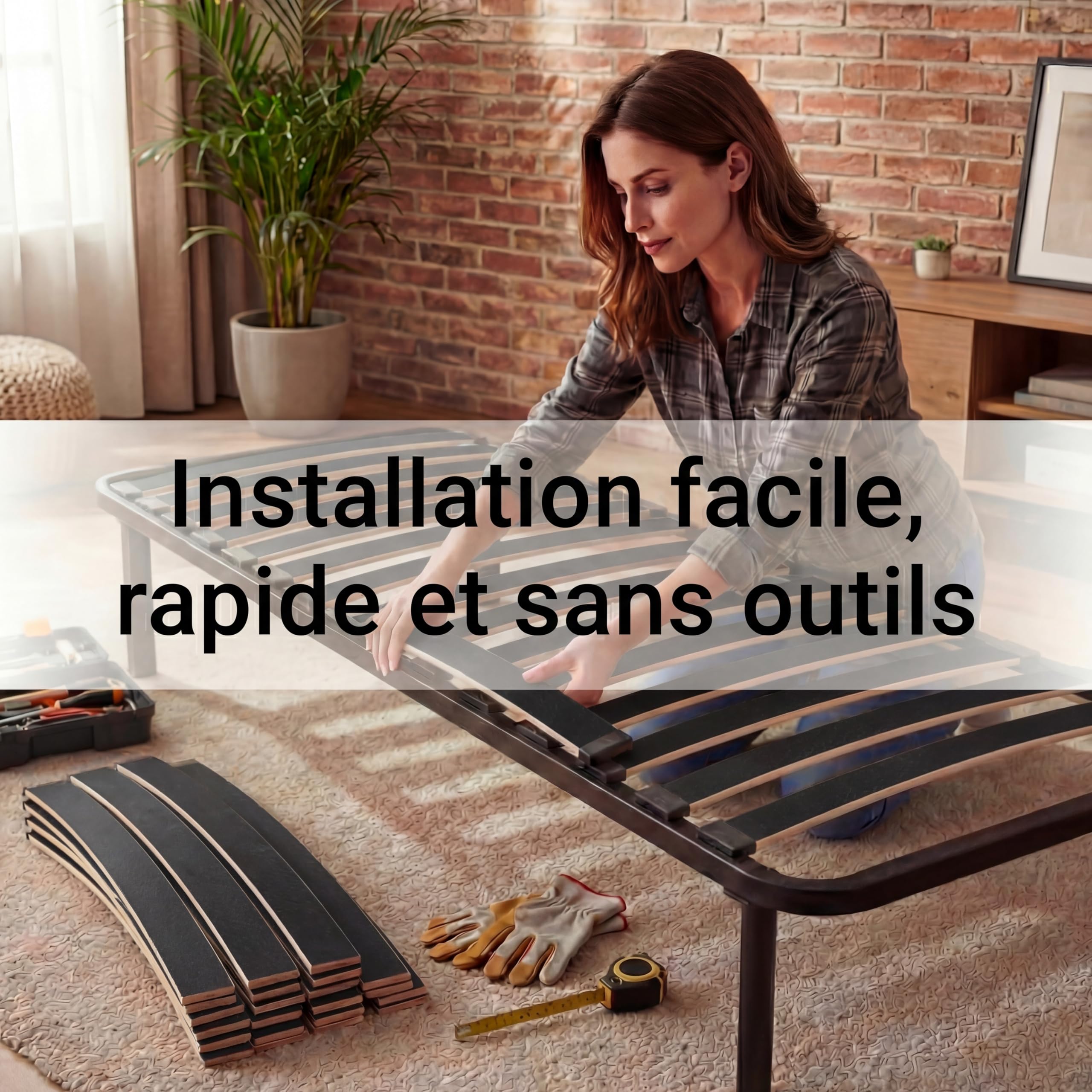 EBAC Literie Lot de 10 Lattes + Embouts pour sommier et lit | 680x68x8 mm | Bois hêtre Durable - 7 Plis | Remplacement - Rechange - Renfort pour sommier/bz/clic clac/canapé