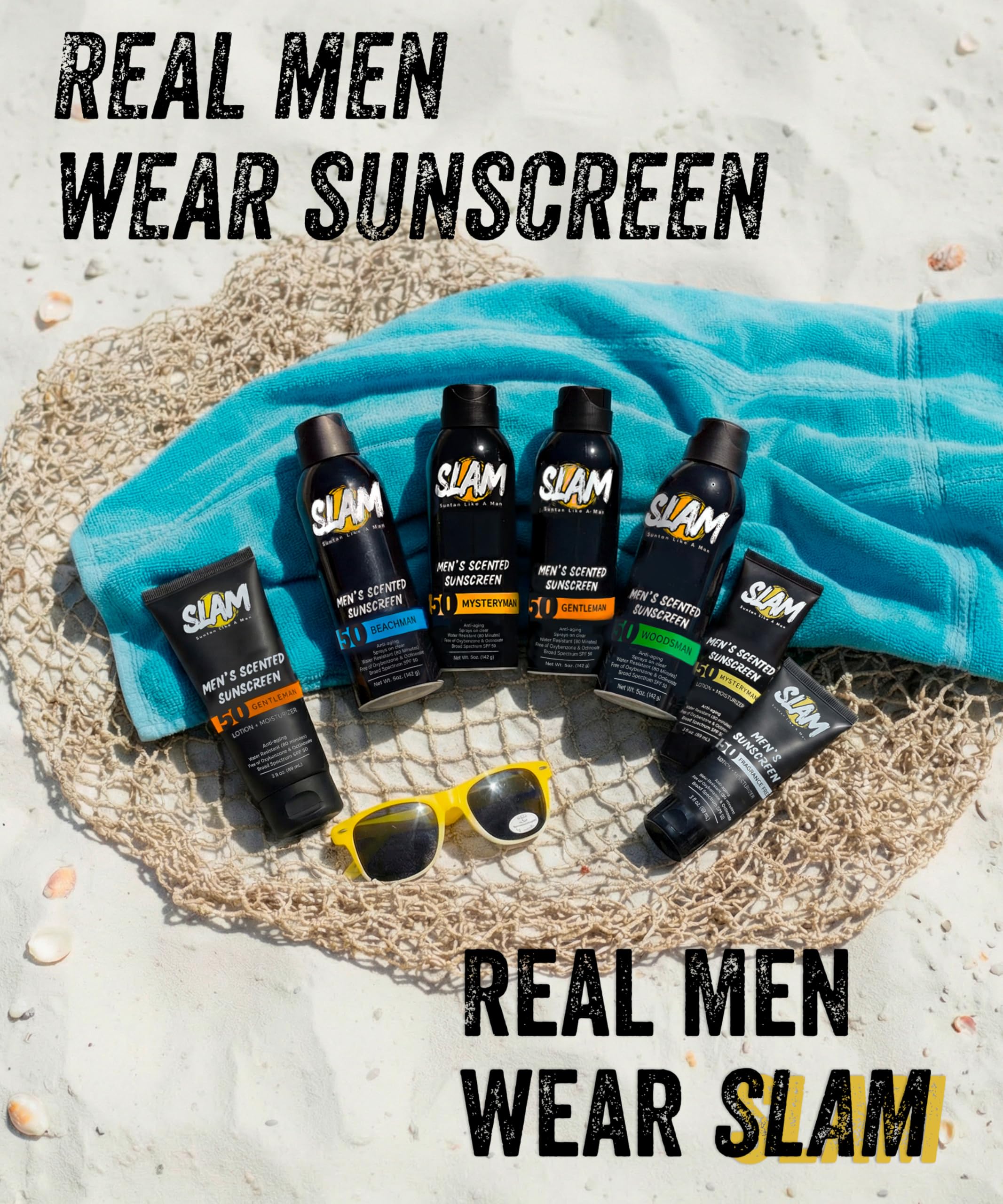 SLAM Men's SPF 50 Face & Body Sunscreen Lotion