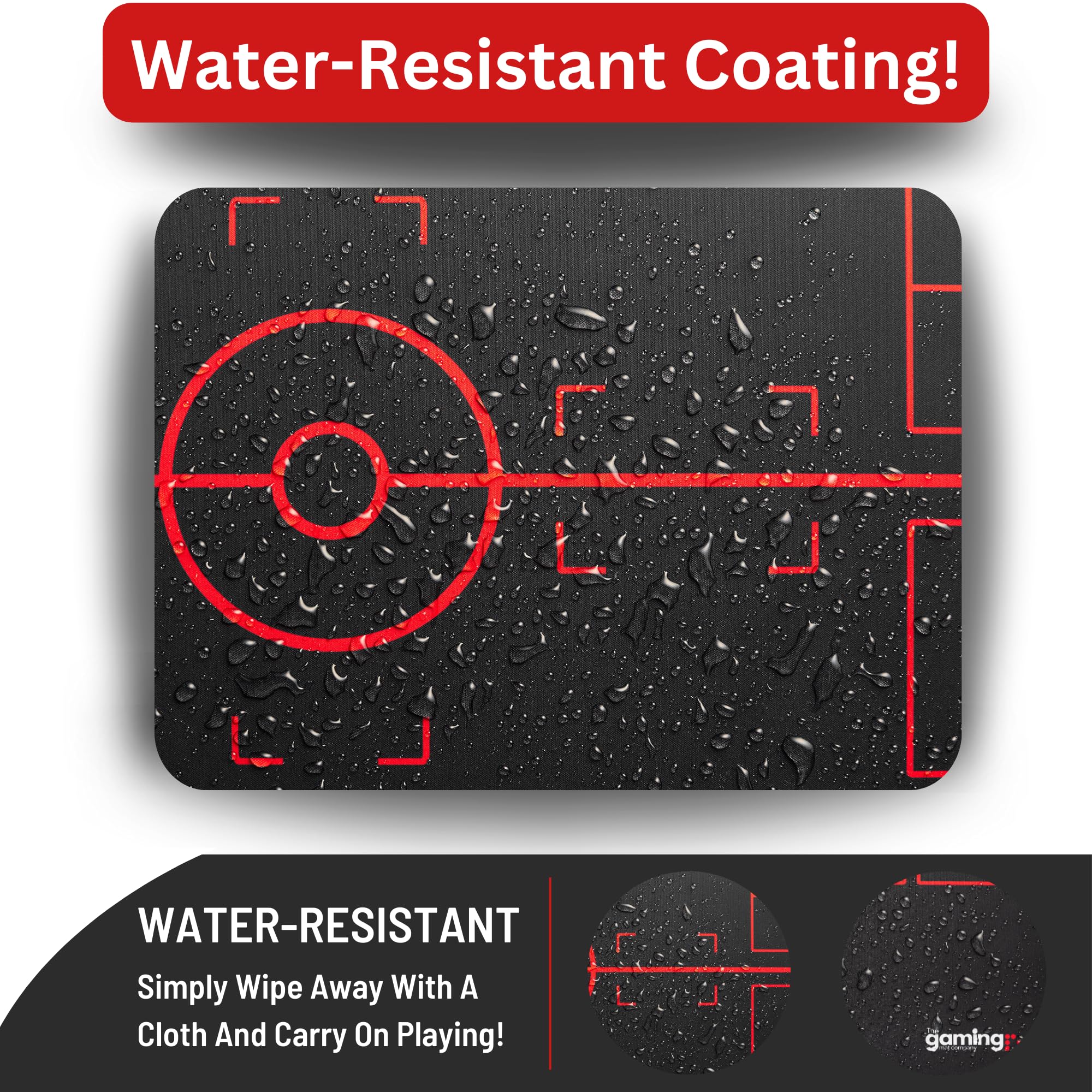GMC Deluxe 2 Player Black & Red Gaming Mat Compatible for Pokemon Trading Card Game Stadium Board Playmat for Compatible Pokemon Trainers - Waterproof Card Gaming Mat