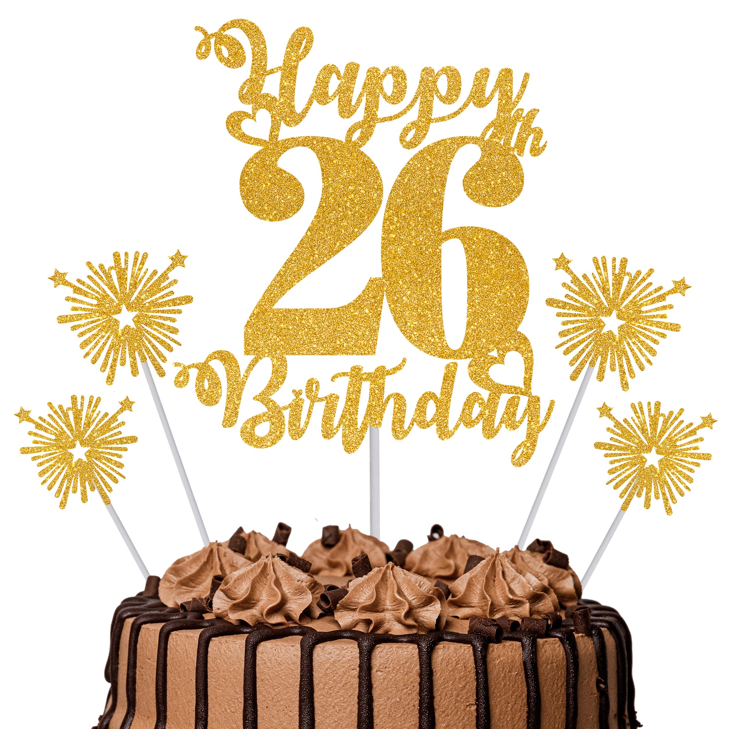Gold Glitter 96th Birthday Cake Topper Set – 5 Piece Premium Glitter Birthday Decoration & Party Supplies for Men, Women & Kids – 96th Birthday — view 63