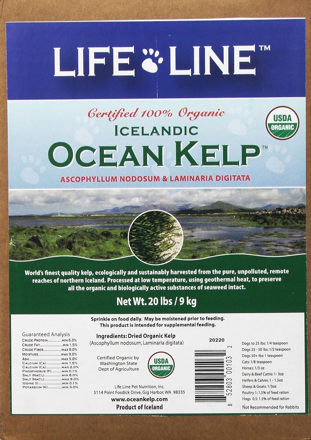 Life Line Pet Nutrition Organic Ocean Kelp Supplement for