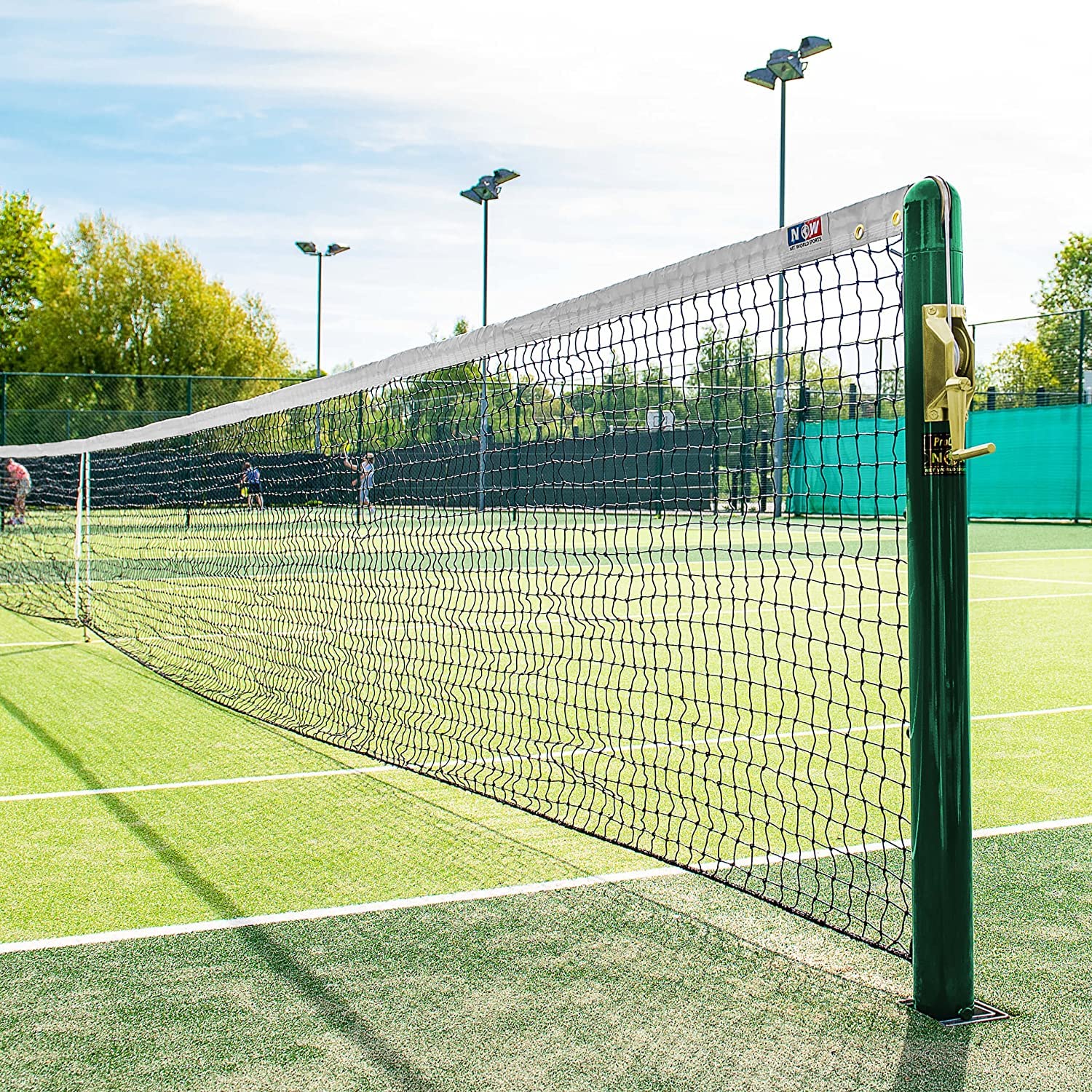 Vermont Redes de Tenis Dobles de 12,8m – Red Reglamentaria para Pistas de Tenis (Malla 45mm con Cinta PVC Blanca)