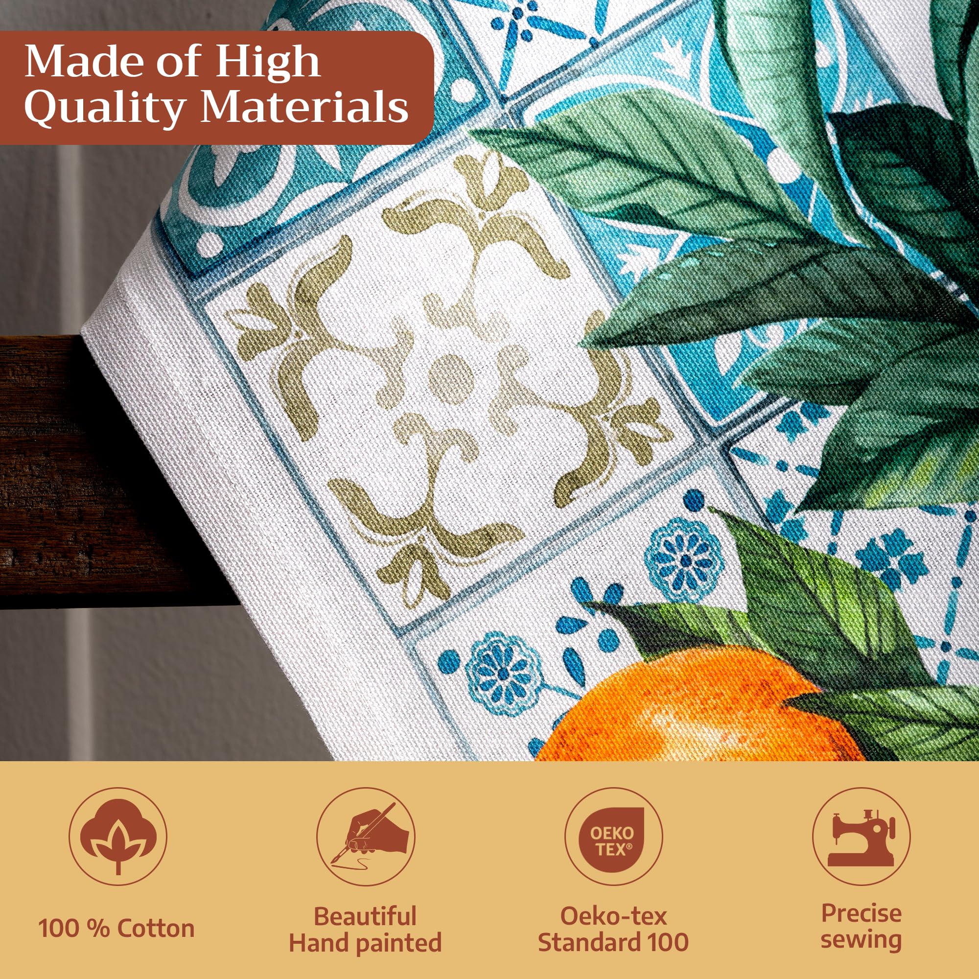 Maison d' Hermine Küchenhandtuch, 100% Baumwolle Set von 3, 50 cm x 70 cm Küchenhandtücher Tischgeschirrtücher zum Muttertagsgeschenke, Reinigen, Buffetpartys und Hochzeiten, Agrume – Frühling/Sommer