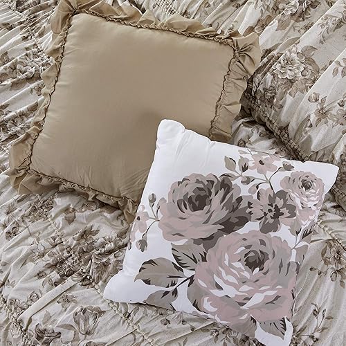 Miniatura 8 de Modern Threads Brielle - Juego de edredón alternativo con estampado floral de 6 piezas, para todas las estaciones, con fundas a juego, almohadas