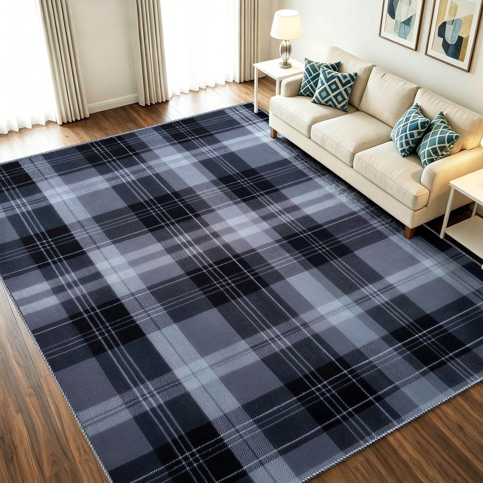 Alfombra lavable y antideslizante de pelo corto suave 160 x 230 cm para dormitorio