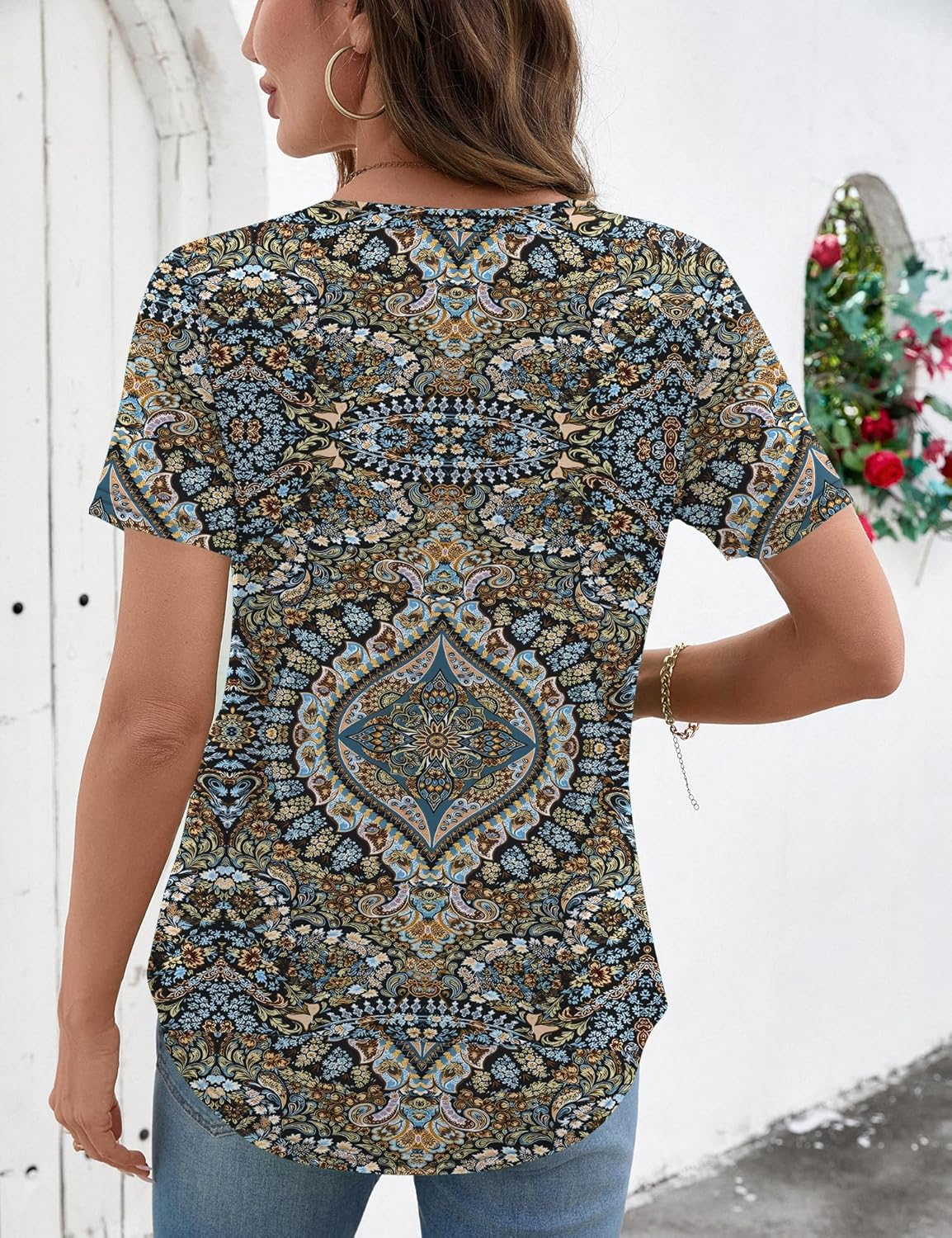 LOMON Womens Short Sleeve V Neck T Shirts Summer Tops Basic Tees Business Casual Blouses Trendy Fashion Clothes - Image 6