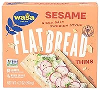 Vista 1 de Wasa Flatbread Thins Crackers, sésamo y sal marina, 6.7 onzas