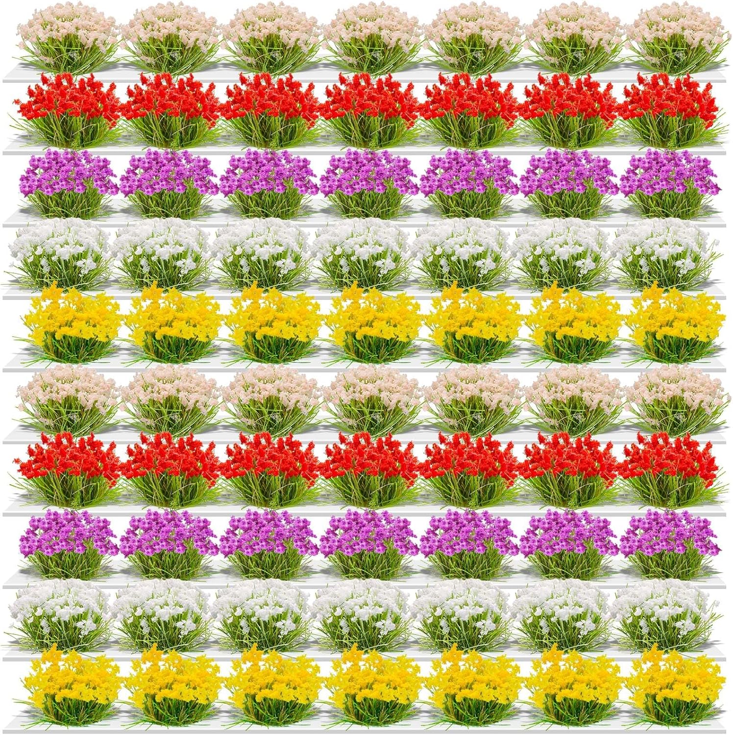 WDAHDHP Miniature Colorful Cluster Flower, 70Pcs Vegetation Groups Static Grass Tufts for DIY Craft Train Landscape Railroad Scenery Sand Military Layout Model Miniature Bases and Dioramas