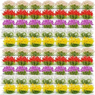 WDAHDHP Miniature Colorful Cluster Flower, 70Pcs Vegetation Groups Static Grass Tufts for DIY Craft Train Landscape Railroad Scenery Sand Military Layout Model Miniature Bases and Dioramas