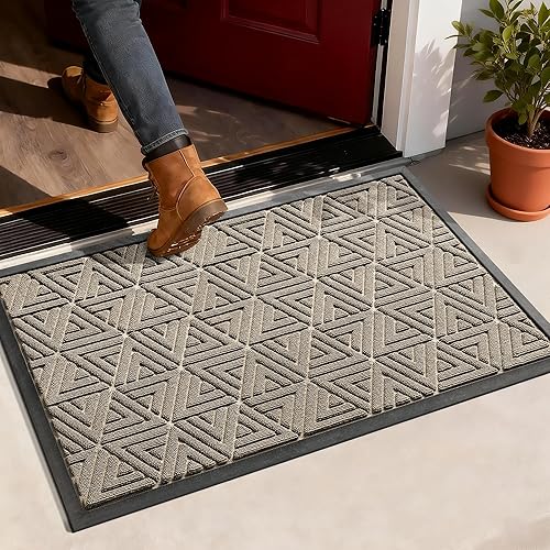 Yimobra - Tapete duradero para puerta delantera, tapete resistente para interiores y exteriores, tapete de goma antideslizante para entrada, fácil