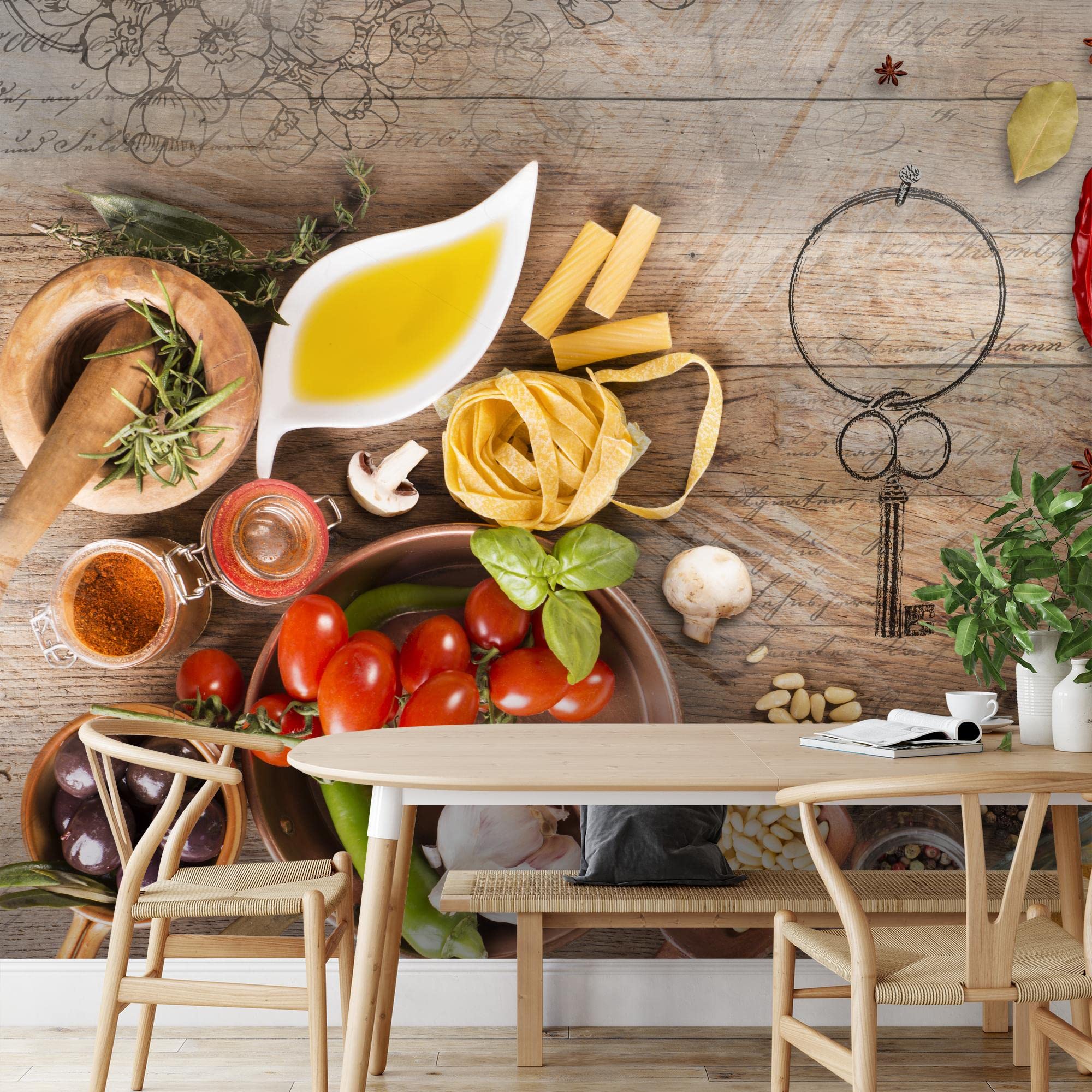 Runa Art Papel Tapiz Fotográfico Aspecto De Madera Moderna Lana Sala