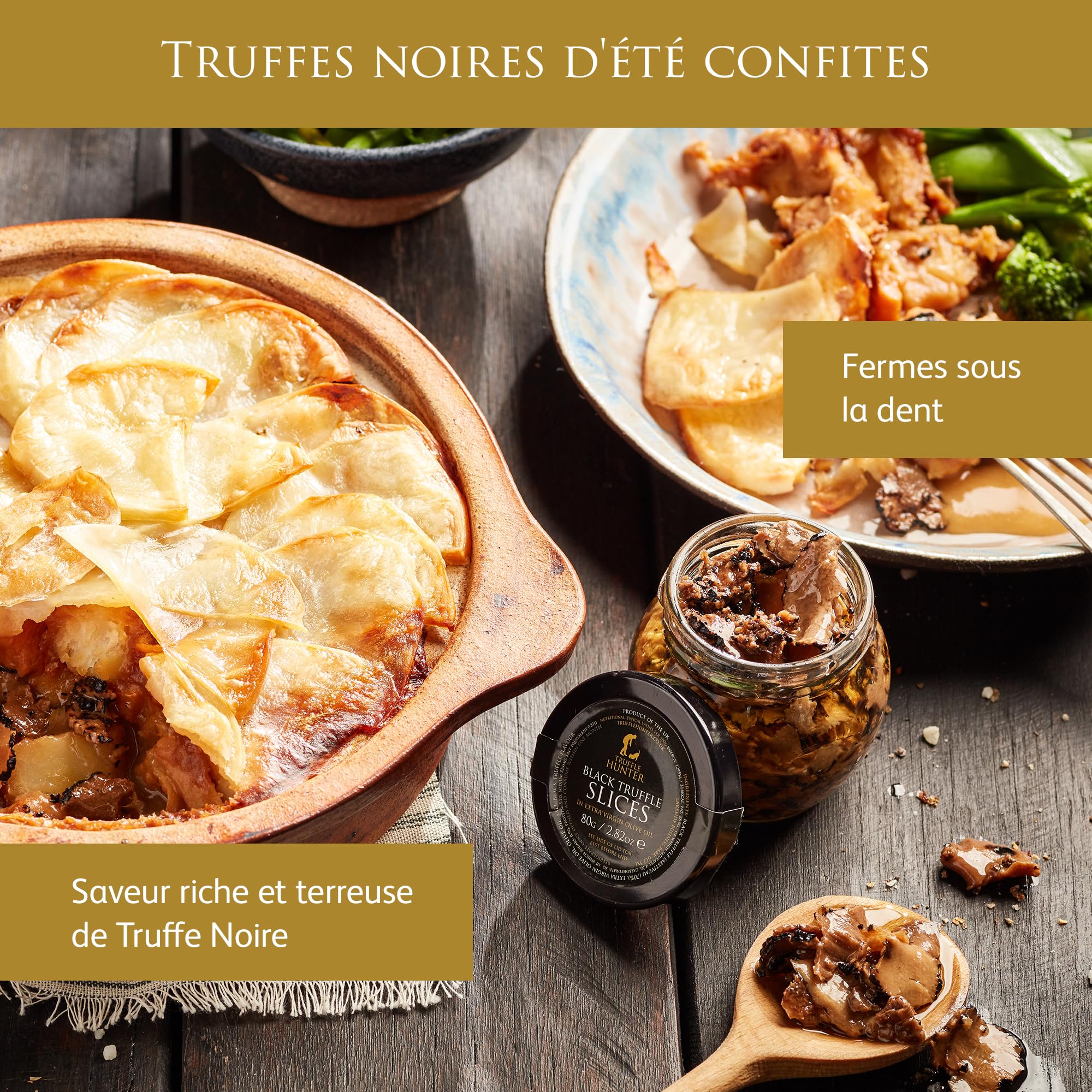 TruffleHunter - Tranches de Truffes Noires - Truffes Conservées dans de l'Huile d'Olive Extra Vierge - 80g