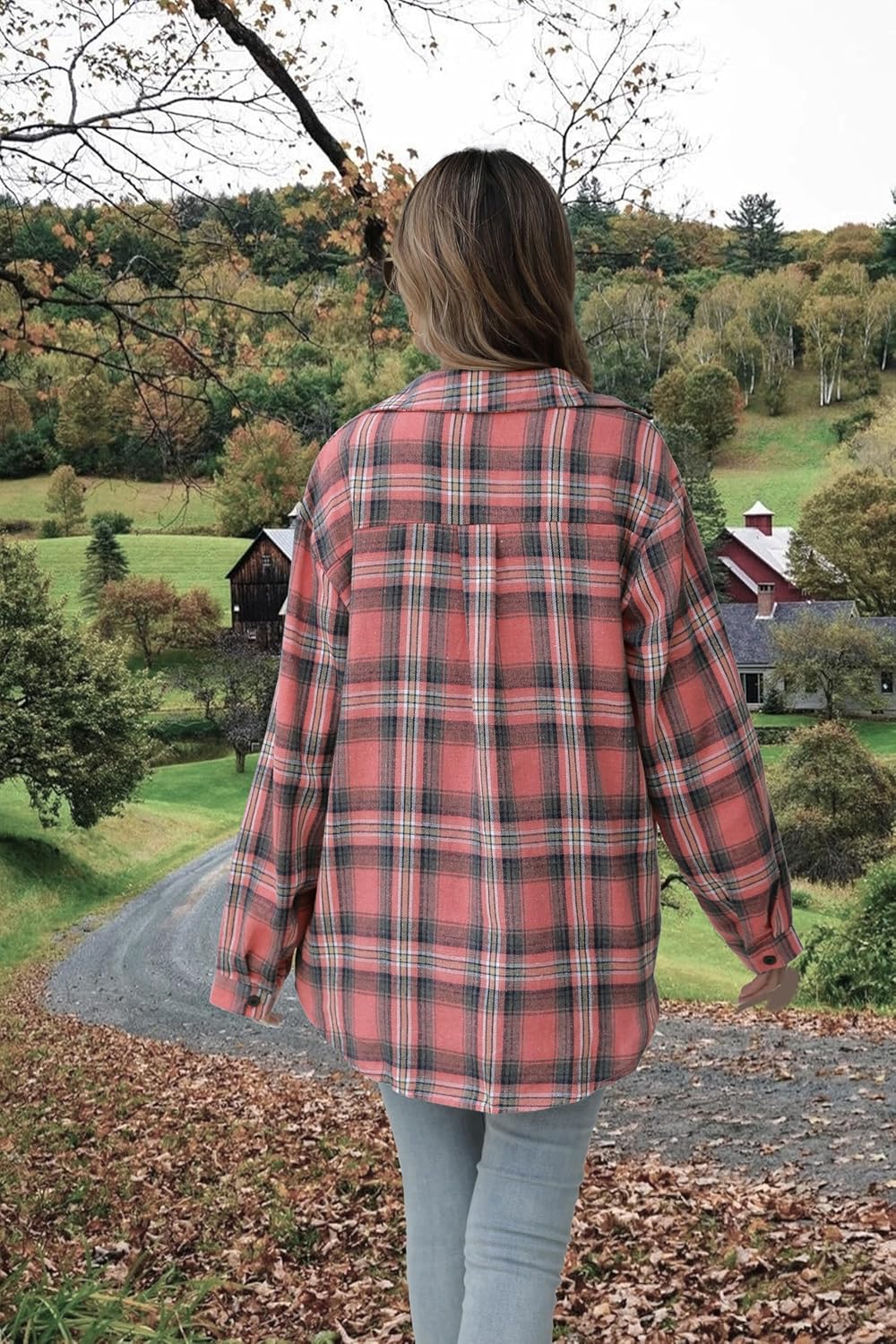 Asiertiy Womens Buffalo Plaid Flannel Shirt Long Sleeve Collar Button Down Blouses Lightweight Tops (XS-4XL) - Image 5