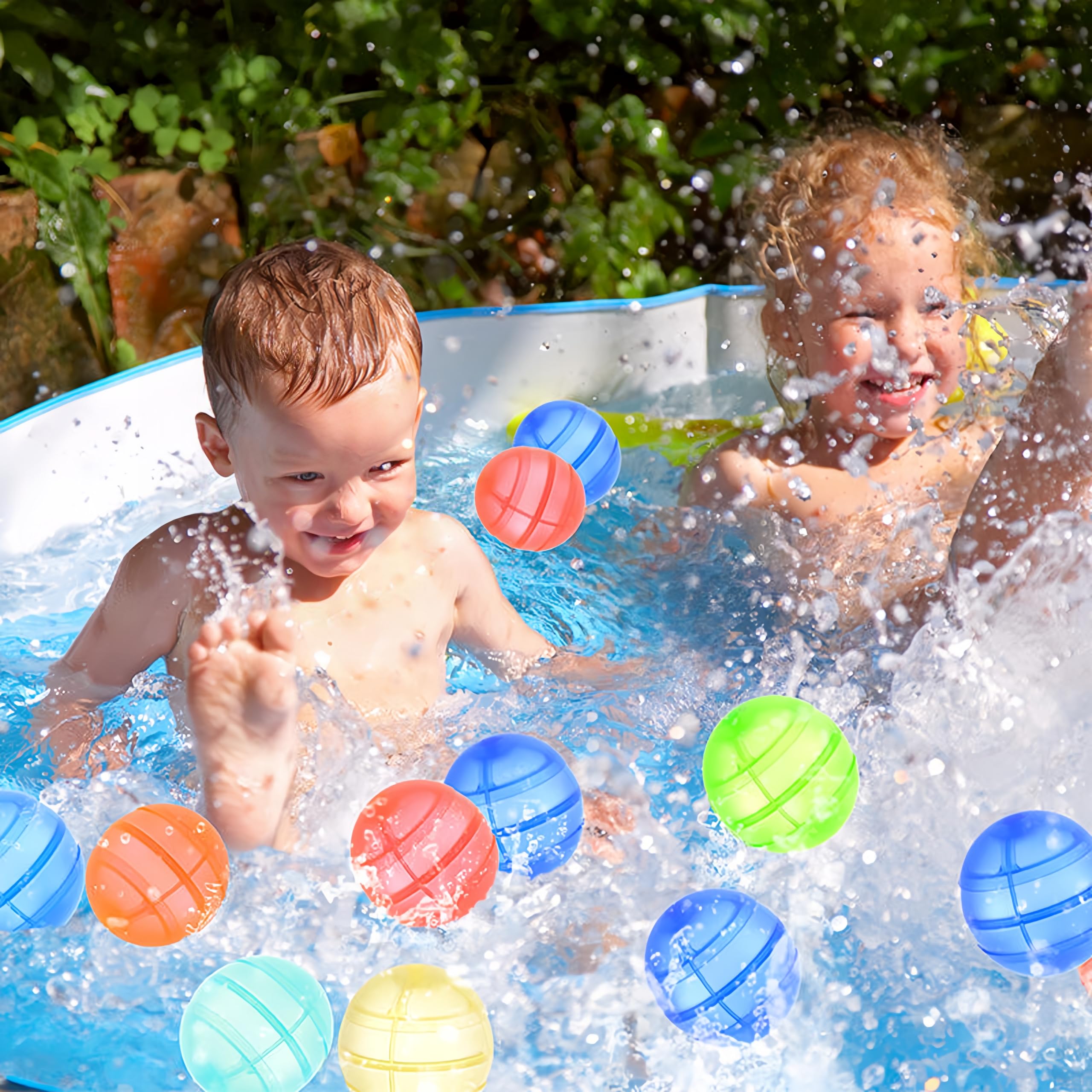 Luthando Wasserbomben Wiederverwendbar - 12 Stück Wasserbomben Selbstschließend mit Netzbeutel, Schnelle Wassereinspritzung Pool Spielzeug Wasserball für Sommer, Schwimmbad, Garten, Poolparty