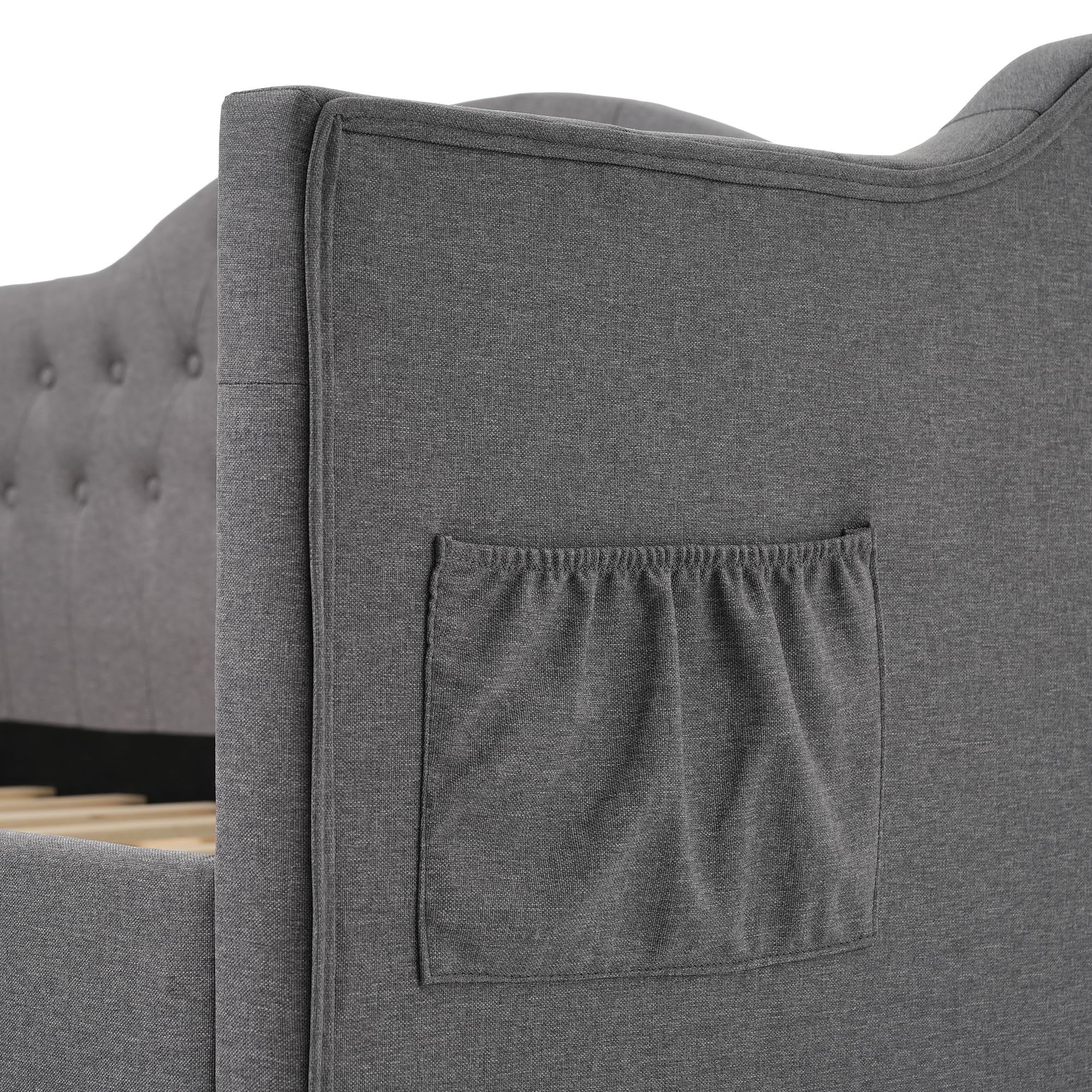 Idemon - Cama Tapizada 90x200 Cm Con Almacenamiento Hidráulico, Luces LED Y Cabecero Ajustable, Color Gris