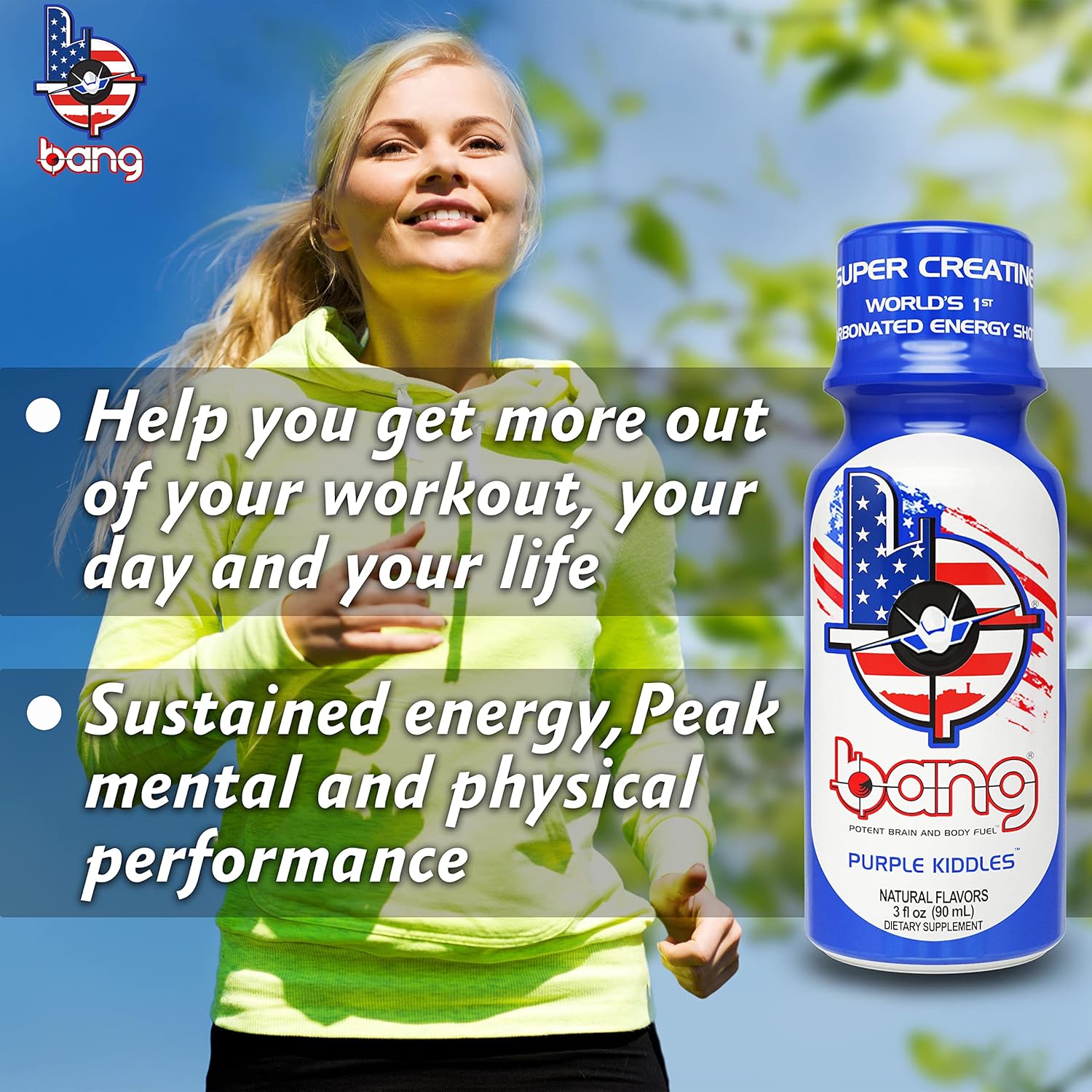 VPX Bang Military Shots 24-Pack - Sugar-Free Energy Shot with Caffeine, Creatine, and BCAAs - Zero Calories, Gluten-Free, Vegan Formula - Pre-Workout Nootropic Energy Drink - Purple Kiddles : Health & Household