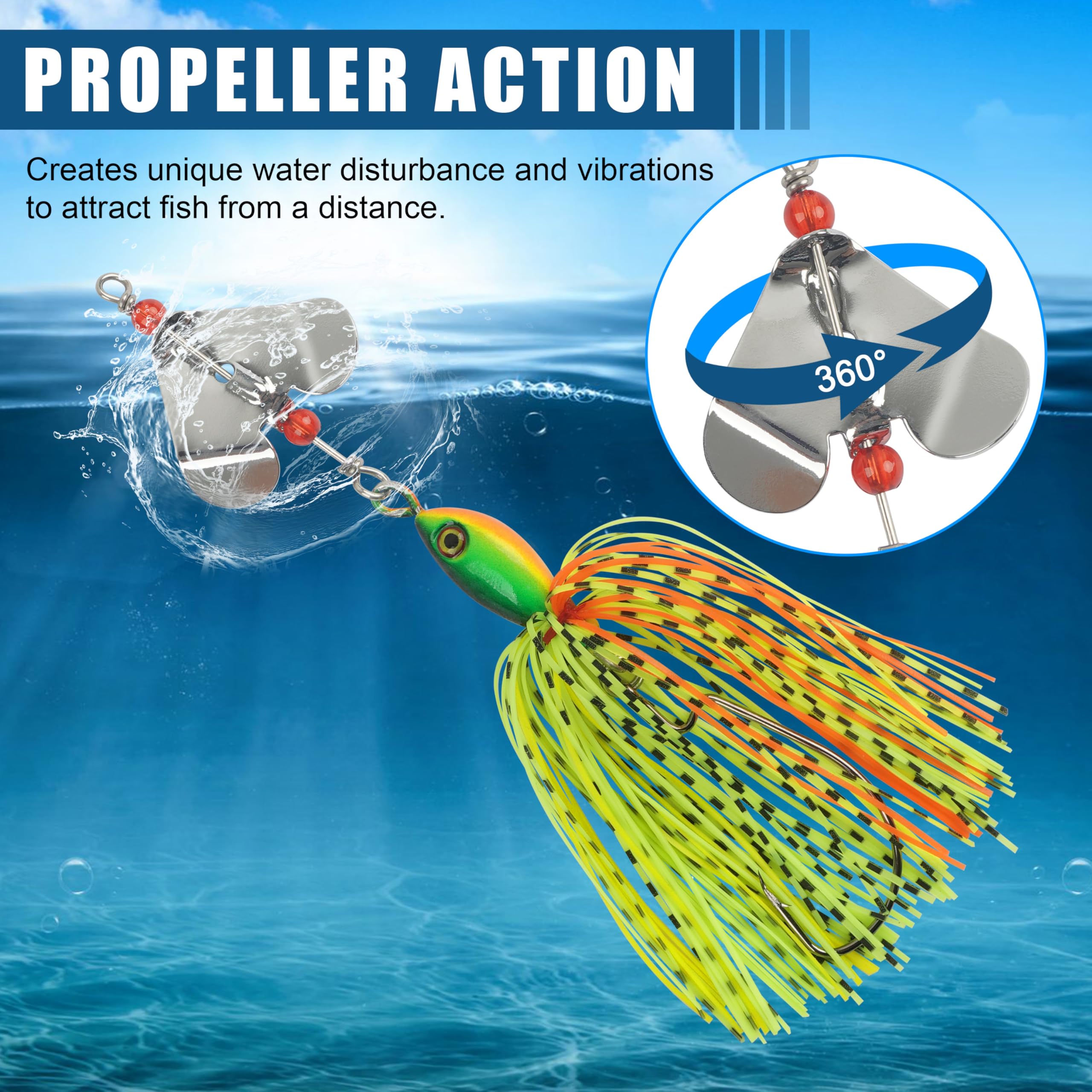 Esche da Pesca Spinnerbait Buzzbait Spinners Kit Jig Pesce Esca Topwater Swimbait Multicolore per la Pesca al Luccio e Alla Trota