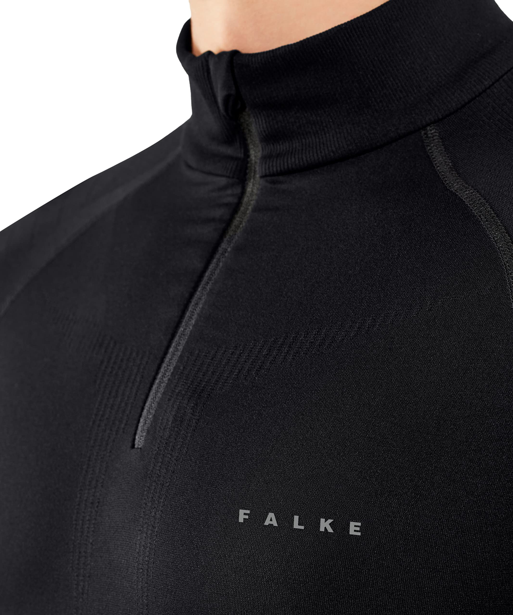 FALKE Mężczyźni Warstwa podstawowa (góra) Maximum Warm High Zip Neck M L/s Sh materiał funkcyjny szybkoschnące termoaktywne 1 Sztuka, Czarny Black 3000-O, S