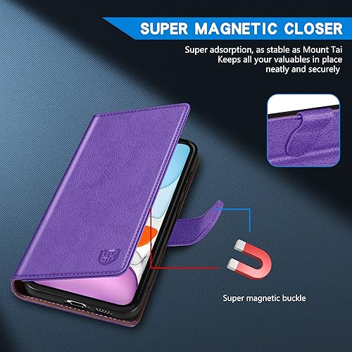 Miniatura 3 de ZZXX Funda tipo cartera para iPhone 11 con bloqueo RFID, ranura para tarjetas, función atril, cierre magnético, funda protectora de cuero para