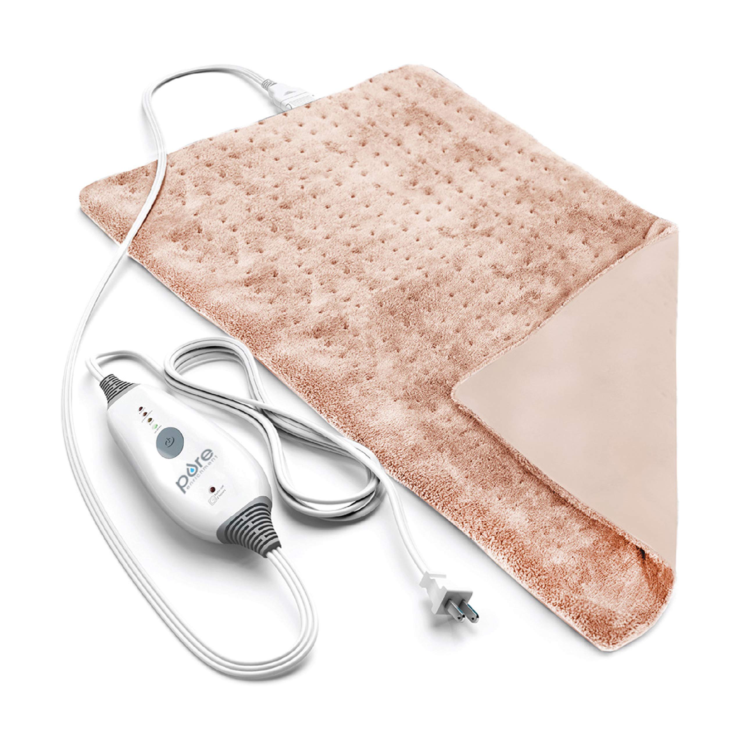 Pure Enrichment PureRelief Deluxe Heating Pad (12" x 24"), Full Body Therapy Pad with 4 InstaHeat Settings, Soft Machine-Washable Microplush Fabric