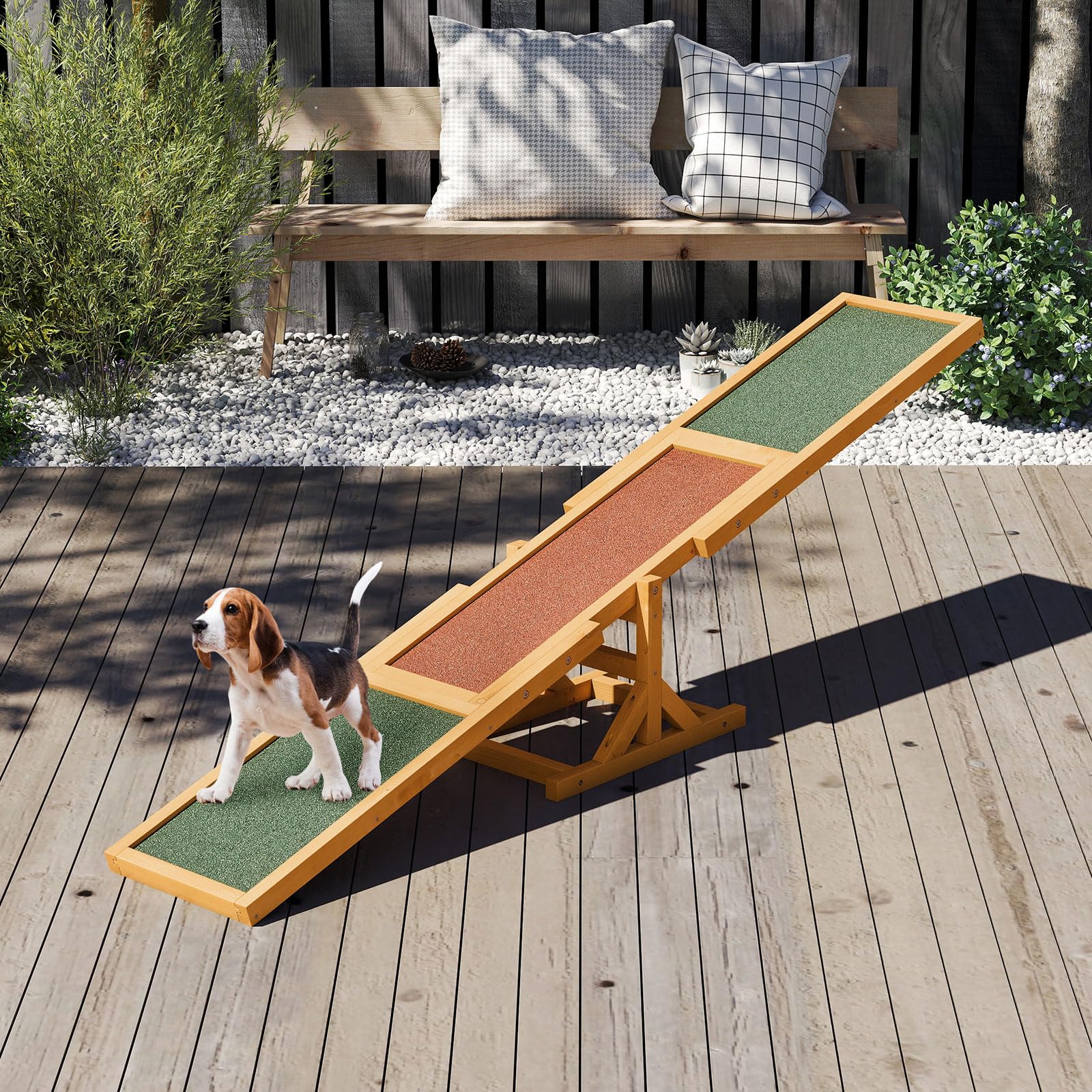 COSTWAY Altalena per Agility Cane, Set Esercizi Giochi Cani, Attrezzatura Allenamento Equilibrio Esterno, Giallo