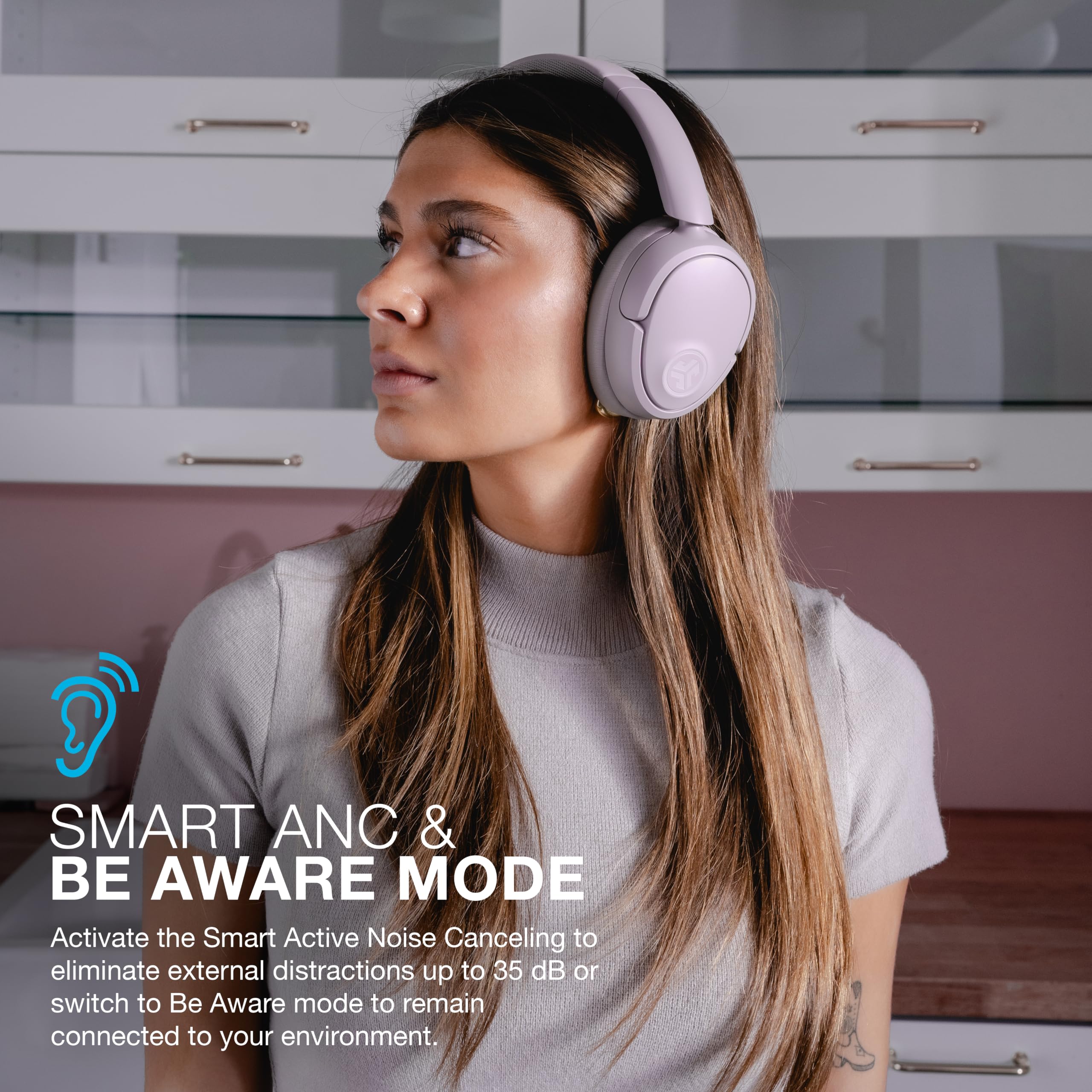 JLab JBuds LUX ANC Headphones - Over Ear Bluetooth, Mauve — Amazon image 3