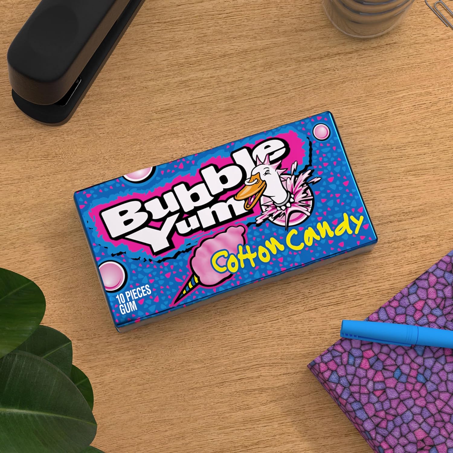 BUBBLE YUM Cotton Candy Flavored Chewy, Bubble Gum Packs, 2.82 oz (12 Count)