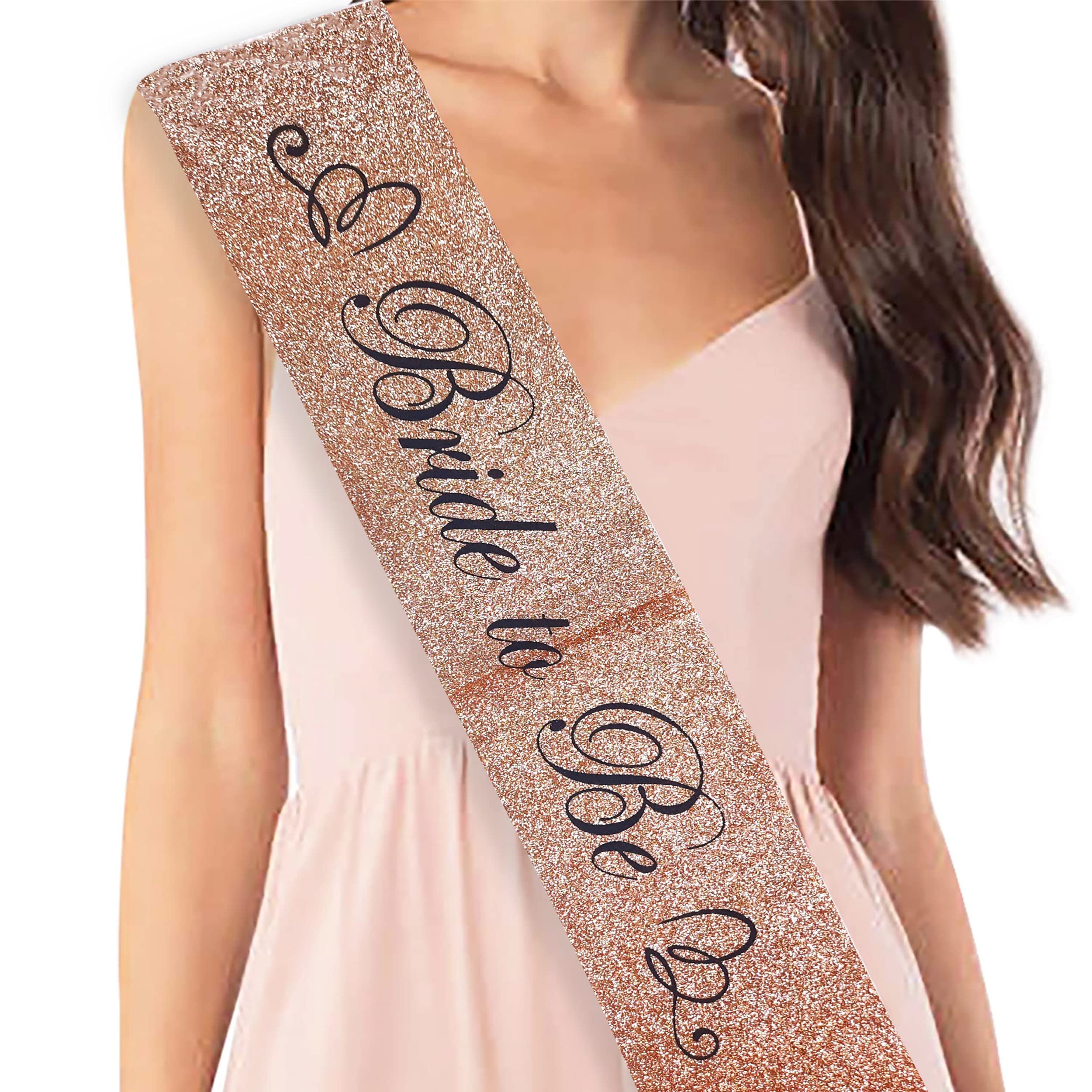 PARTY TIME1 Piece Cursive Rose Gold Glittered Bride To Be Sash, Bachelorette Party Decorations, Favors, Accessories and Supplies For All Occasions and Gatherings