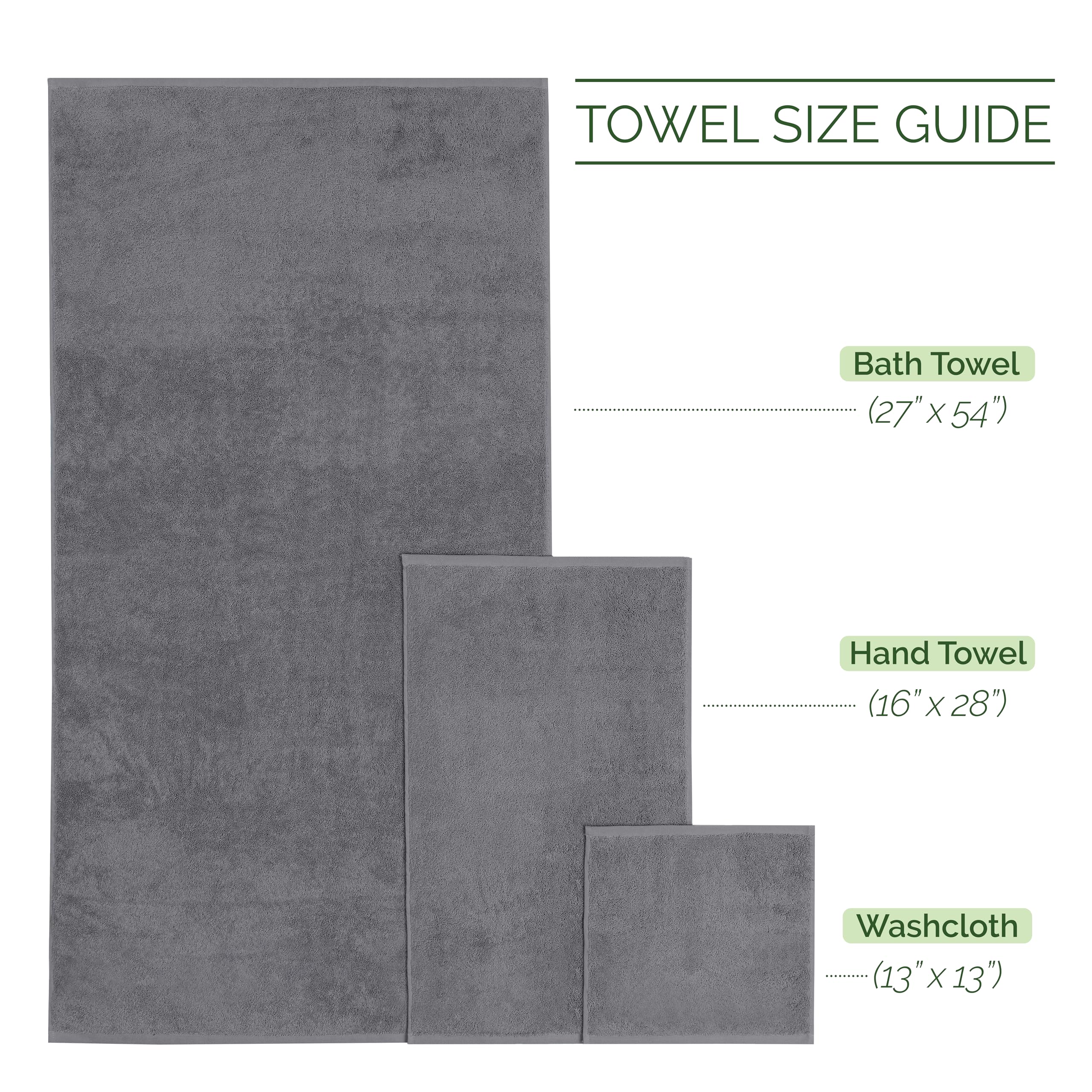 Elegant Comfort Juego de 6 Toallas de 4 líneas de Viscosa a Rayas, Toallas de baño de Lujo 100% algodón Turco de Alta absorción, Incluye 2 paños, 2 Toallas de Mano y 2 Toallas de baño, Color Gris