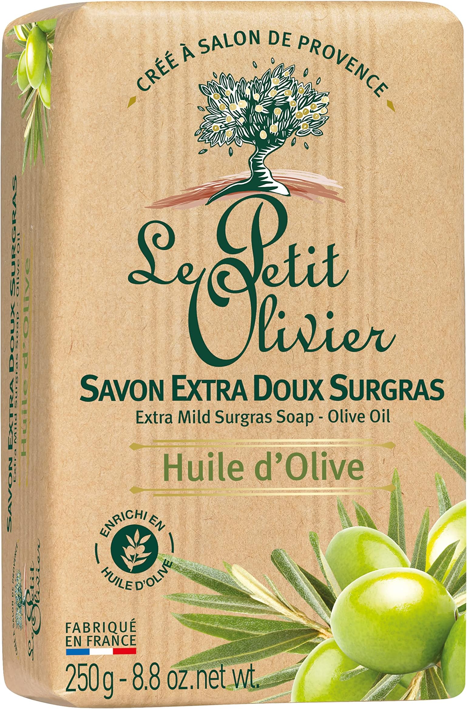 Senteurs Le Petit Olivier A L'Huile D'Olive De Provence 8.8 Oz. Olive Oil Soap Bar From France