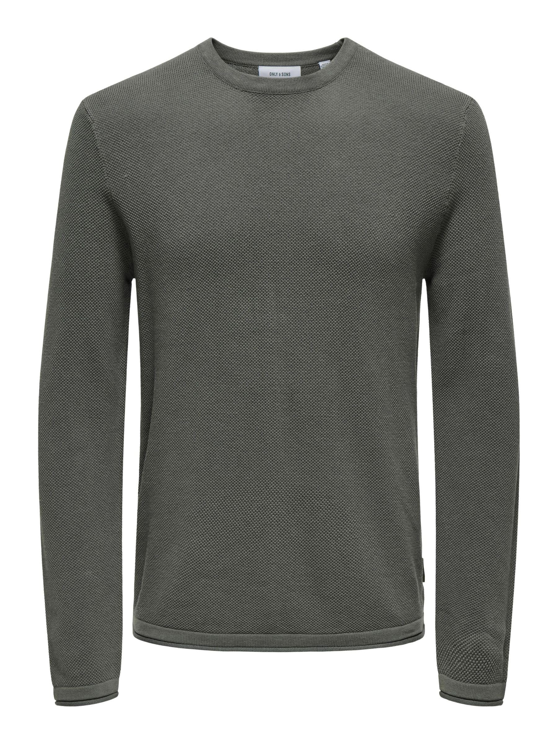 ONLY & SONS Men's Knitted Jumper, Castor Gray/Detail:Melange, XXL