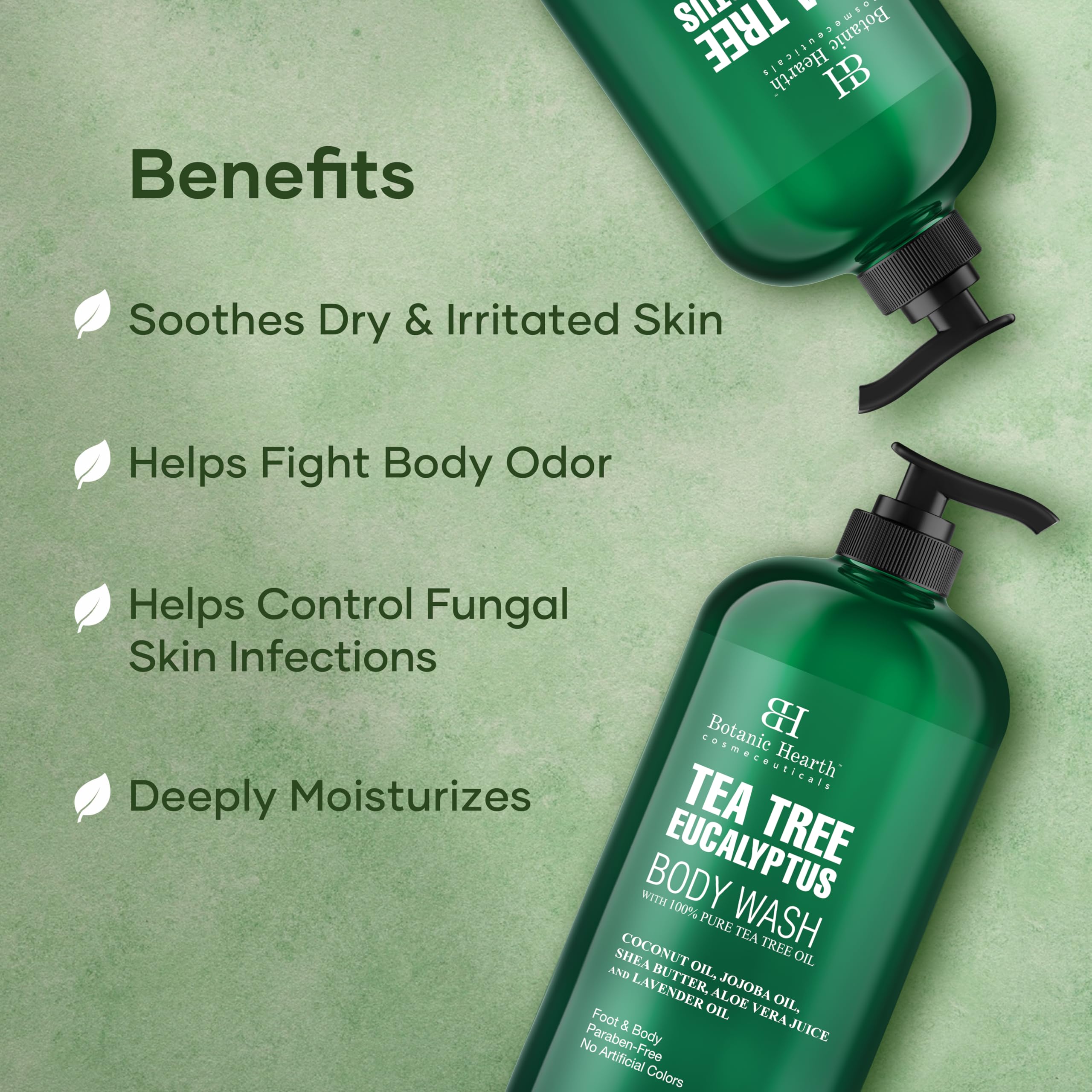 Botanic Hearth Tea Tree & Eucalyptus Body Wash 16 fl oz (473 ml), 473 ml (Pack of 1) - Image 4