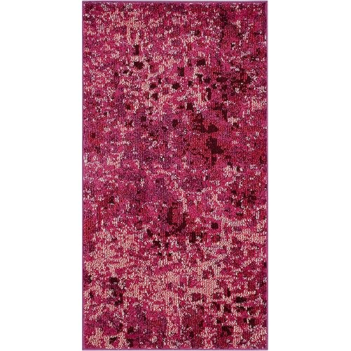 SAFAVIEH Monaco Collection Accent Rug - 2'2" x 4', Fuchsia, Boho Chic Abstract Watercolor Design, Non-Shedding & Easy Care, Ideal for High Traffic Areas in Entryway, Living Room, Bedroom (MNC225F)