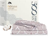 Vista 75 de Mayfair Linen - Juego de sábanas 100% algodón, tamaño Queen, 500 hilos, 4 piezas (azul claro), suave, refrescante, sábana de algodón satinado