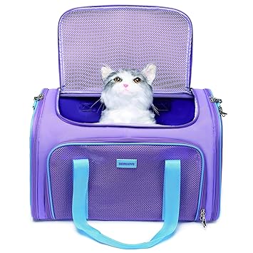 Sercove Anti-Escape Function Soft Surface Special pet Carrier cat Carrier Dog Carrier Rabbit pet Carrier Airline Approved Soft Carrier for pet Transportation (Large, Purple(2028)