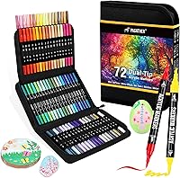 Pagather 72 Colors Acrylic Paint Markers Dual Tip - Fine & Brush Pens for Rock Painting, Canvas, Wood, Glass, Crafts & Calligraphy