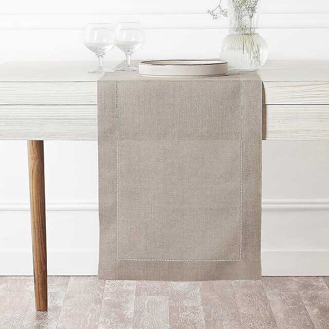 D'Moksha Homes Linen Natural Table Runner 72 Inches Long - 100% Pure Lin...