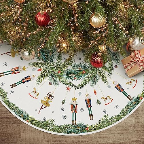 AVOIN colorlife Holly - Falda de árbol de Navidad de cascanueces de 36 pulgadas, decoración de árbol de vacaciones de invierno