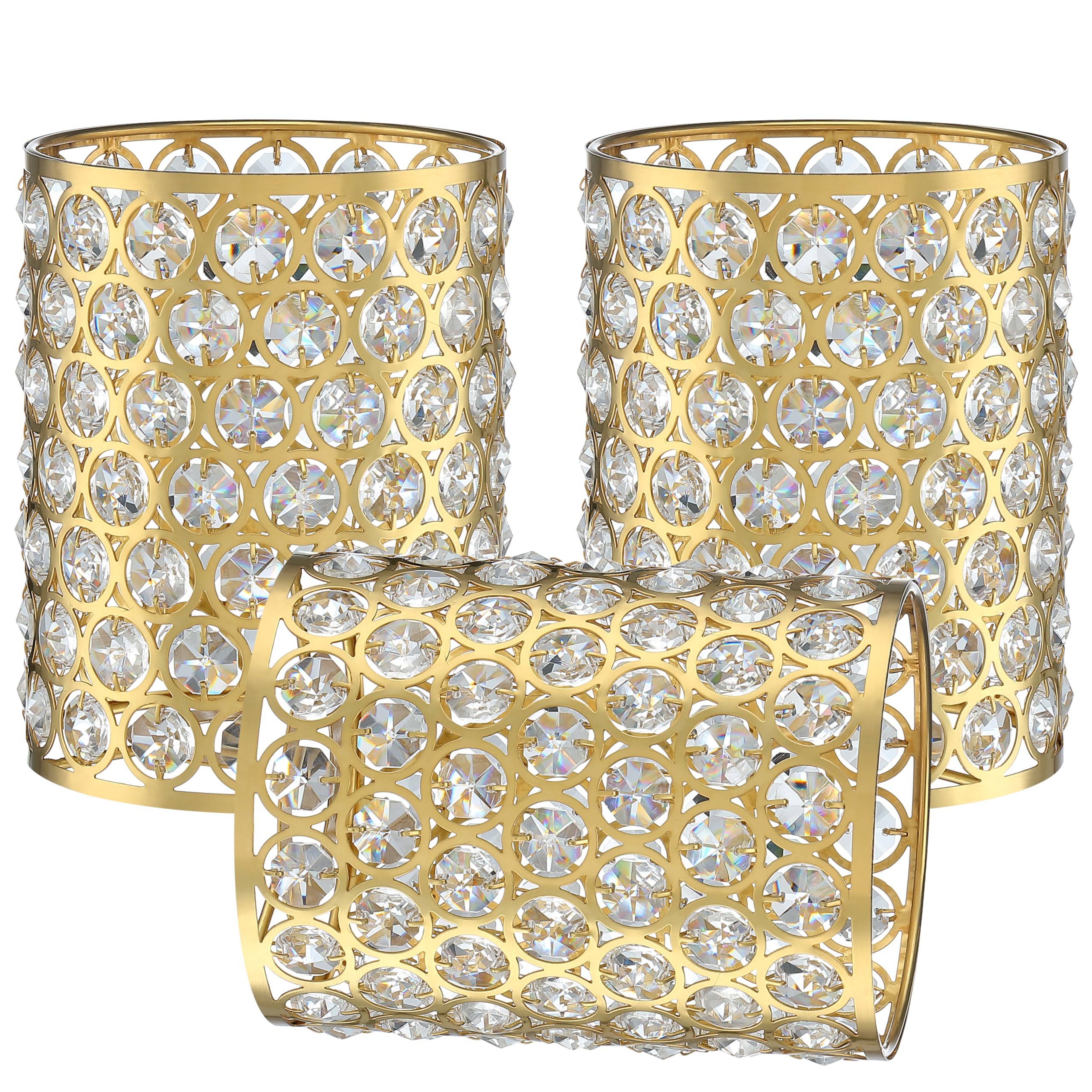 3 Pack Crystal Replacement Covers Metal Shade Pendant Ceiling Chandelier Wall Sconce Lamp Gold Fixture