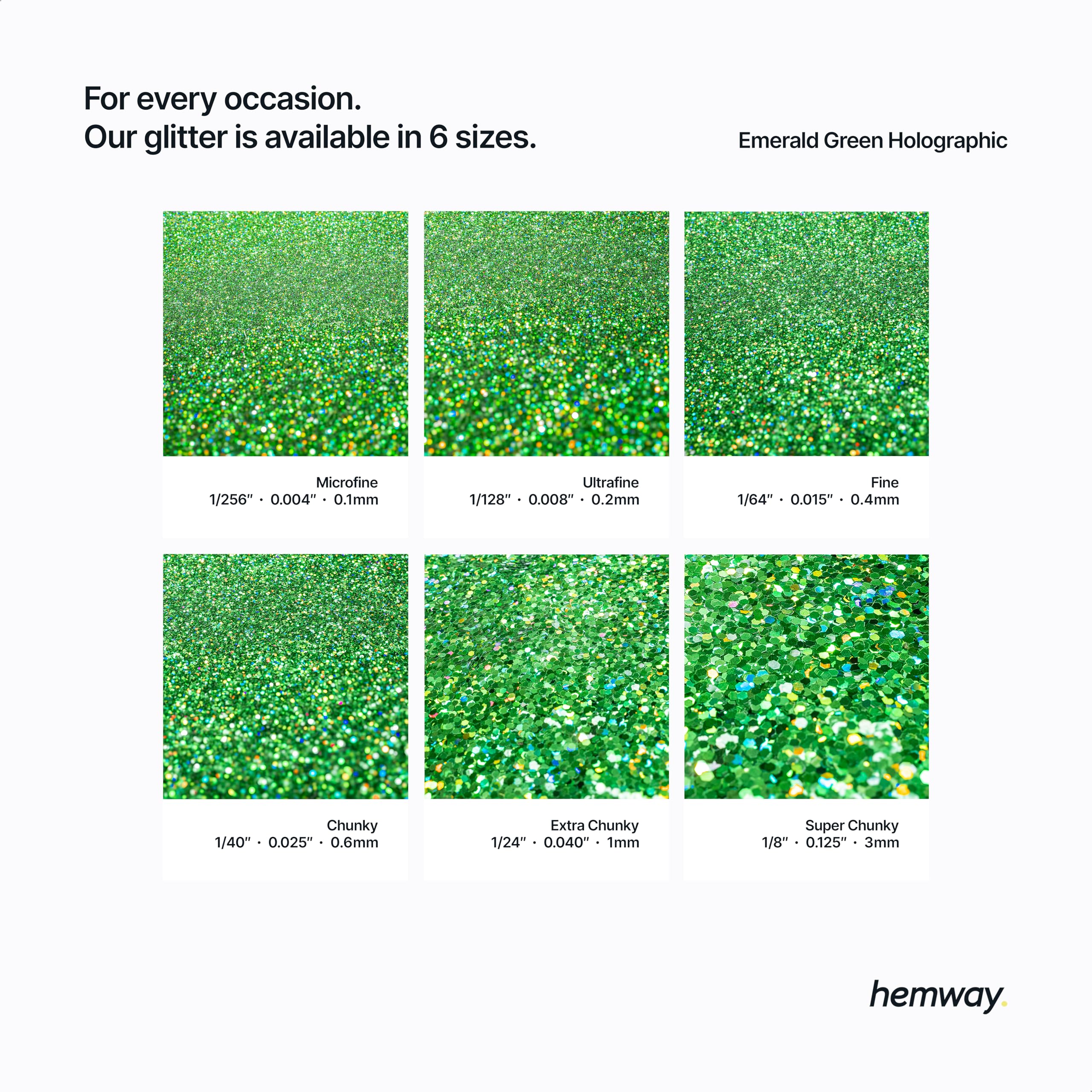 Hemway Resin Glitter Emerald Green Holographic 100g Super Chunky - Image 3