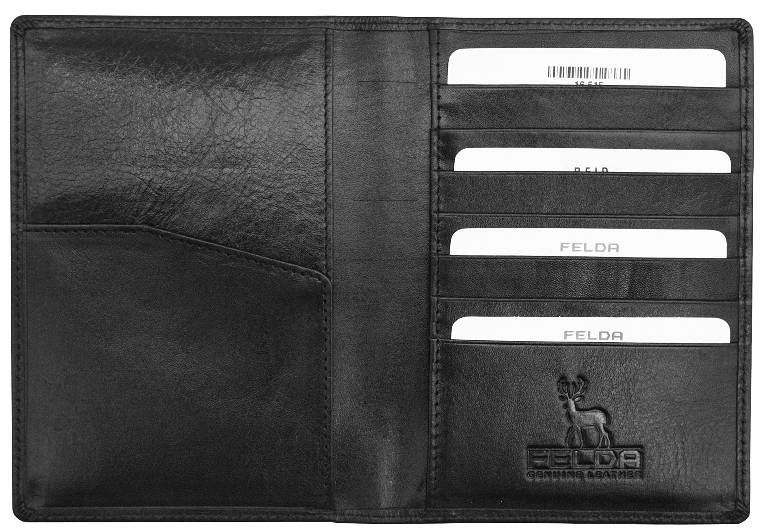 Felda portadocumenti da viaggio RFID - fessure per carte di credito e confezione regalo - pelle - nero