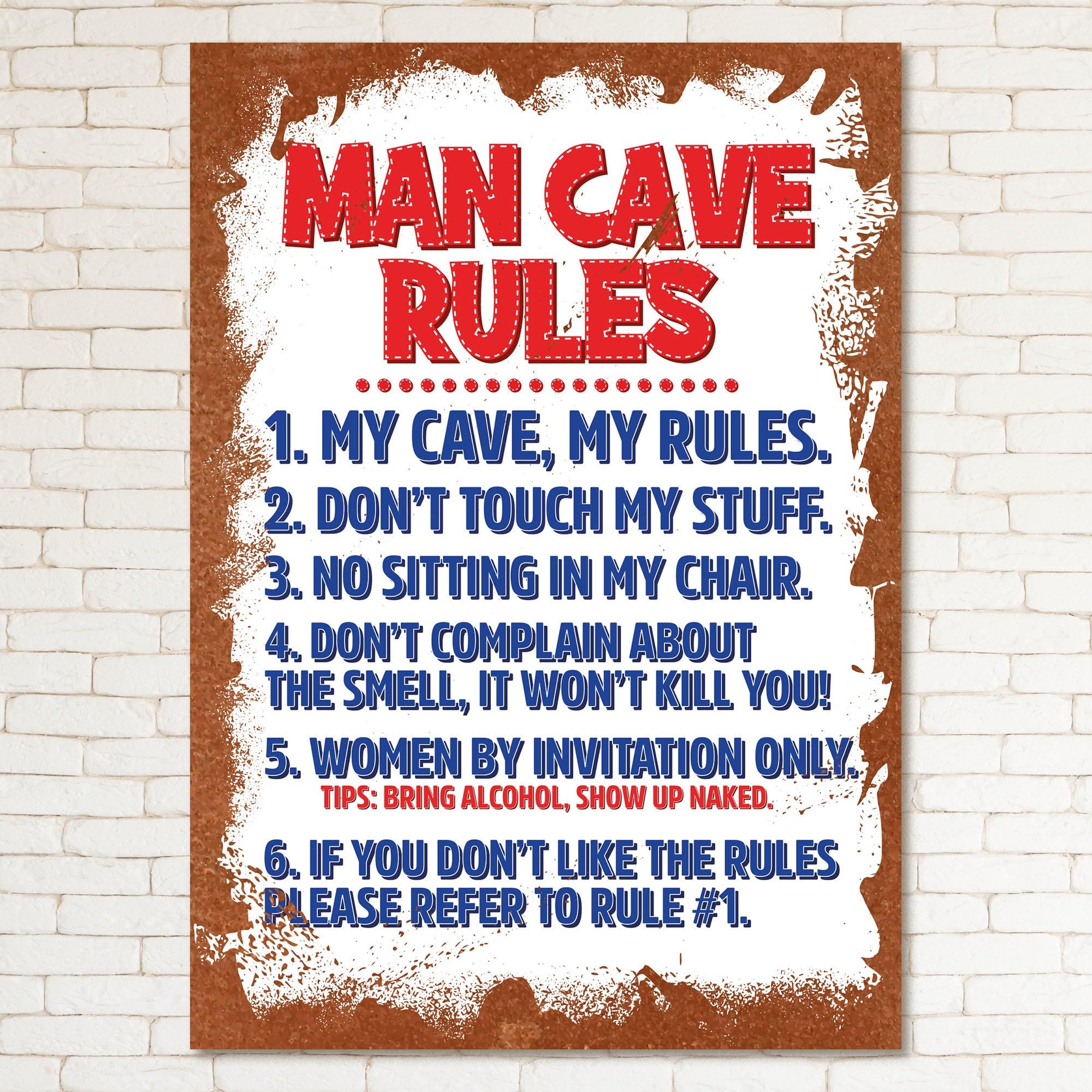 MAN CAVE RULES Retro Metal Sign Man Cave Bar Pub Plaque Party Vintage Gift