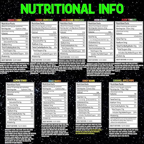 Miniatura 2 de The UFO Pack - Paquete variado de dulces liofilizados prémium con 9 tipos de dulces liofilizados, crujientes cósmicos liofilizados, Hi Chews,