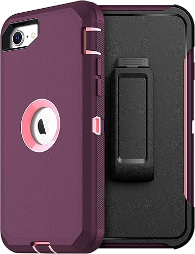 Miniatura 14 de MXX Funda Protectora de Servicio Pesado para iPhone SE 2020/22 con Protector de Pantalla, 3 Capas, Goma Resistente, Clip Giratorio de Cinturón de