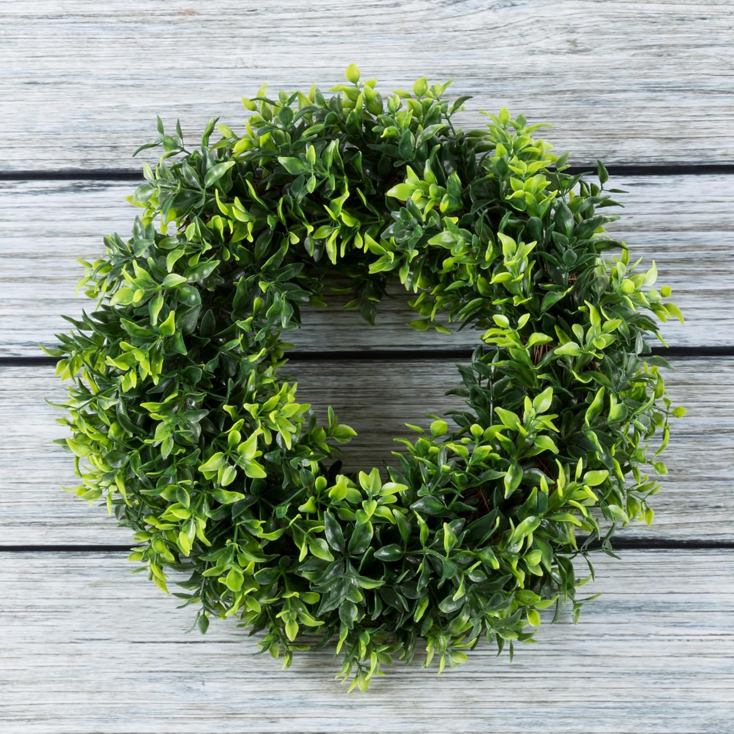 11.5-Inch Opal Basil Wreath - UV Resistant Artificial Summer, Fall, Winter, or Spring Wreath - Indoor/Outdoor Wreaths for Front Door by Pure Garden 11.5-Inch Green