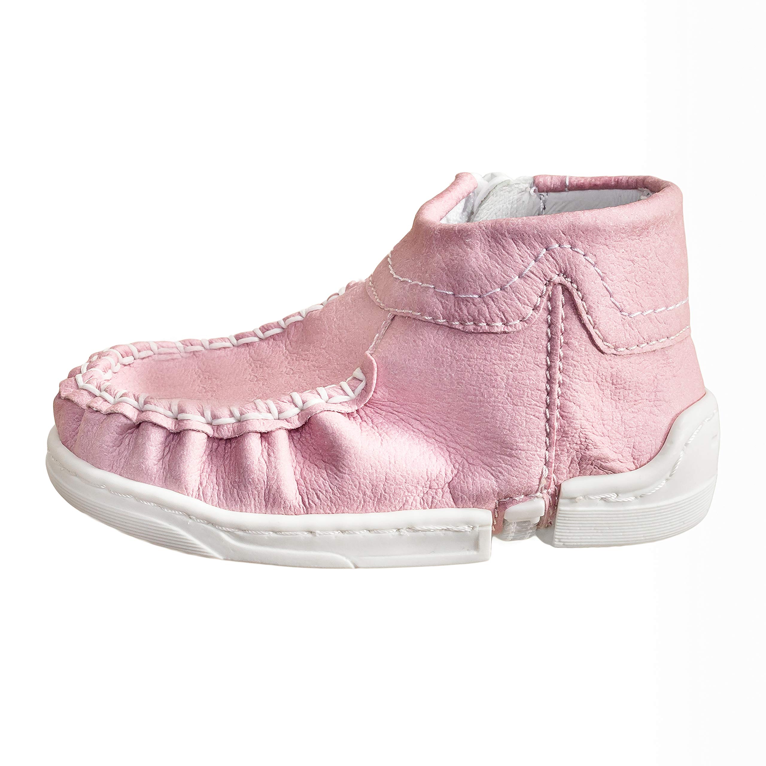 mokki Klasyczne buty dziecięce, buty do nauki chodzenia, buty do raczkowania, buty do szopki, z innowacyjnym zamkiem błyskawicznym, różowy - Rosa - 17/18 EU