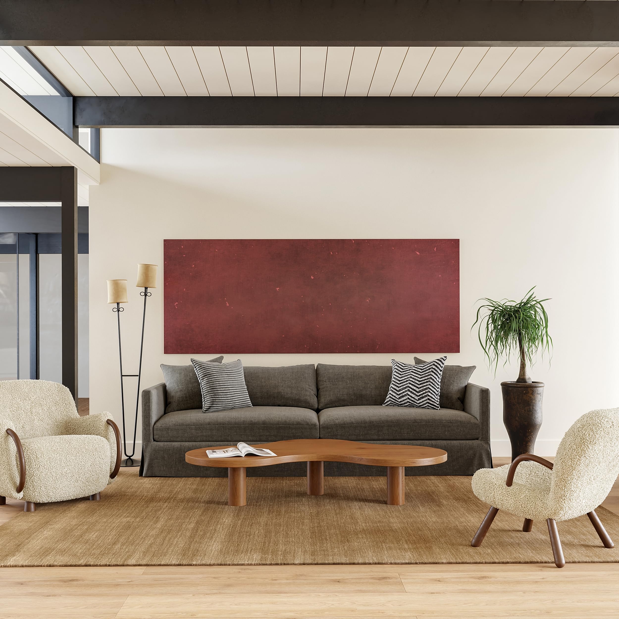 Rugs USA Arrel Wheat, 7'6" x 9'6", Handmade, Wool & Viscose, Soft and Cozy, High Traffic, Stain Resistant, Easy Clean, Durable Area Rug for Bedroom,