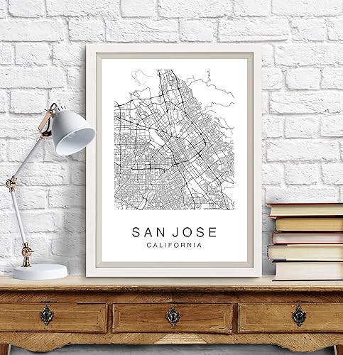 Miniatura 3 de San Jose Map Wall Art Poster Print California USA City Map Street Black & White
