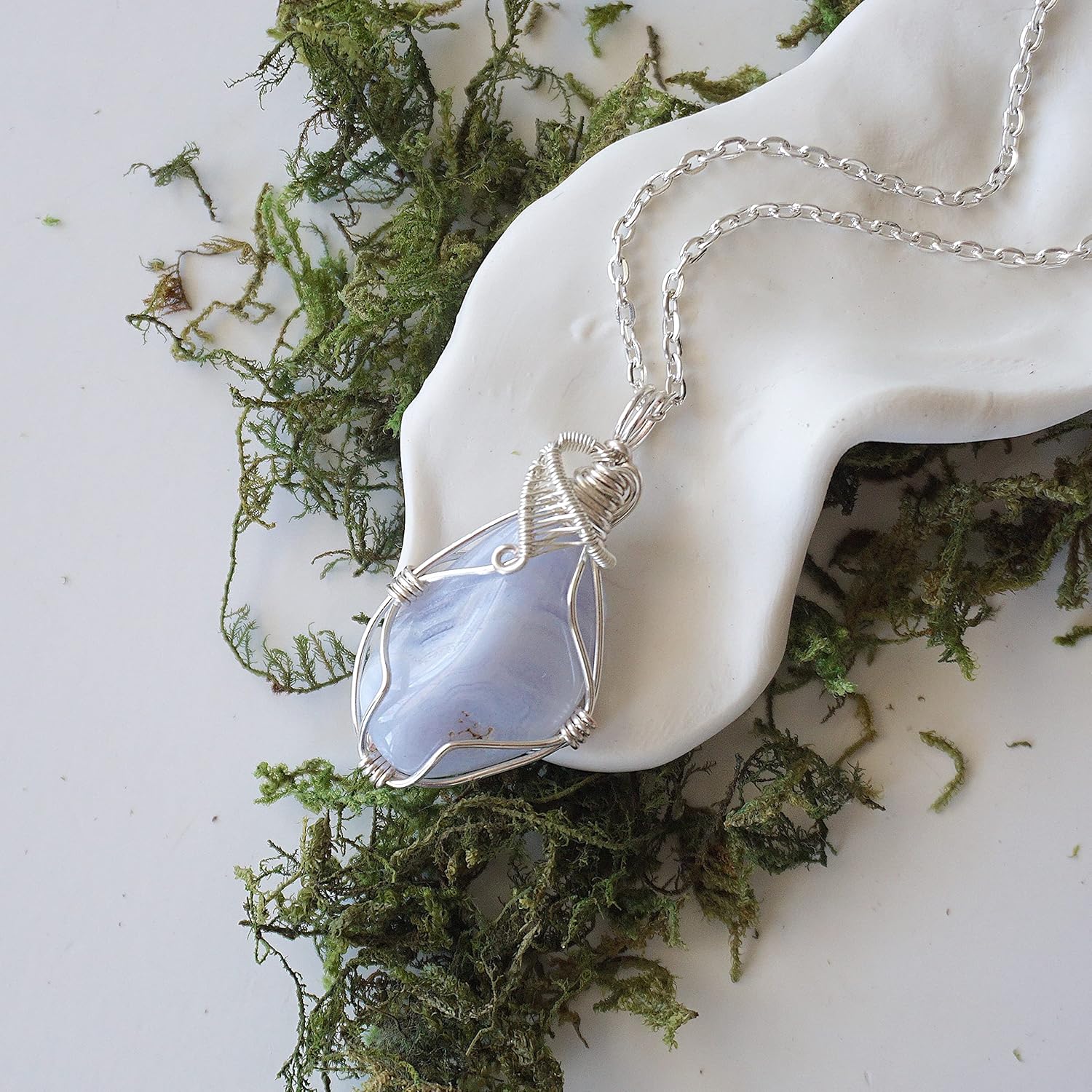 Women's and Men's Birthstone Crystal Necklace Silver Plated-24 Inch Chain - Image 6