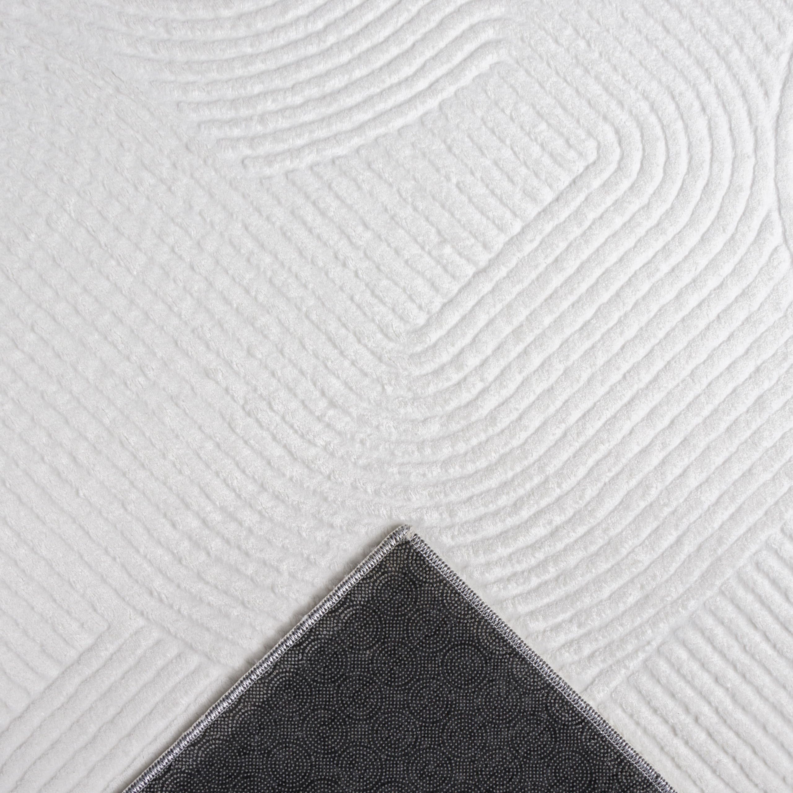 Teppich-Traum Teppich Linienmuster Weiß Waschbar 3D rutschfest 200x280 cm | Weich, bis 30 °C waschbar, pflegeleicht, rutschfest, langlebig, strapazierfähig, OEKO-TEX geprüft, Wohn- & Esszimmer